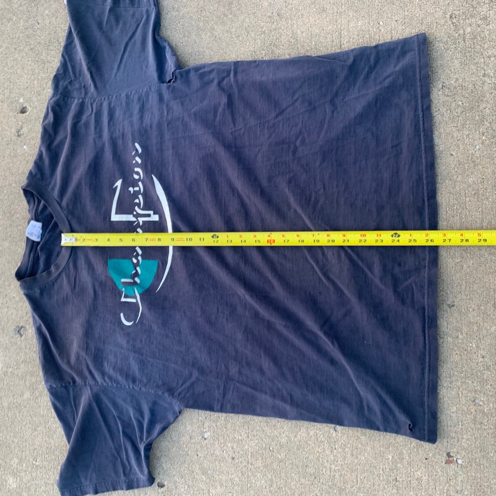 Vintage Champion Distressed Graphic T-Shirt XXL Blue 90s Streetwear Cotton Tee - Picture 9 of 10